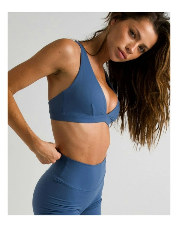V-Neck Crop Top in Slate Blue image 5