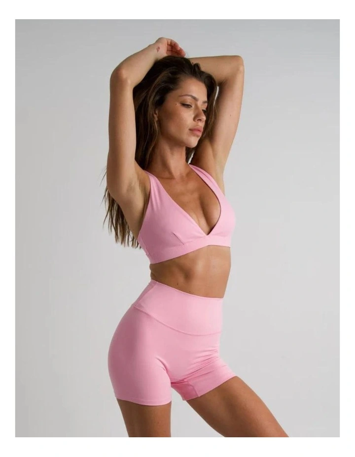 V-Neck Crop Top in Pink image 3