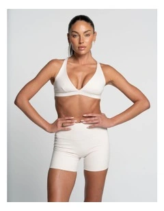 V-Neck Crop Top in Off-White