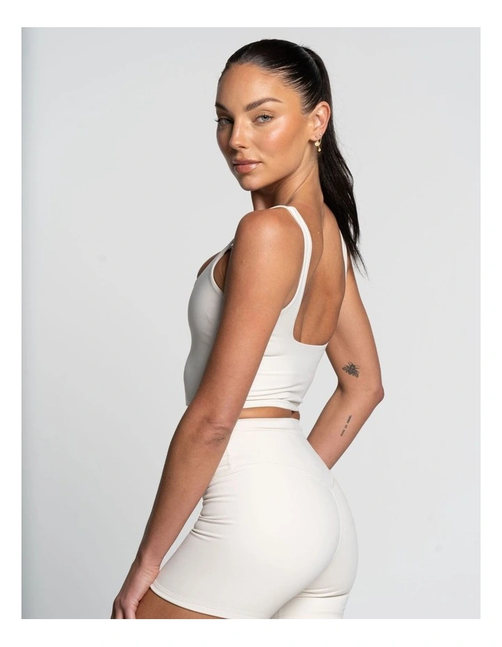 Square Neck Tank in Off White image 3
