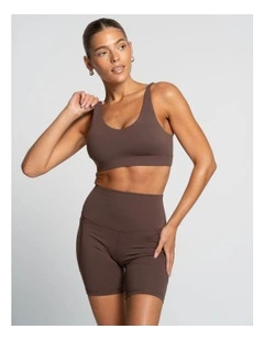 Cross Over Crop Top in French Roast