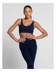 Cross Over Crop Top in Marine