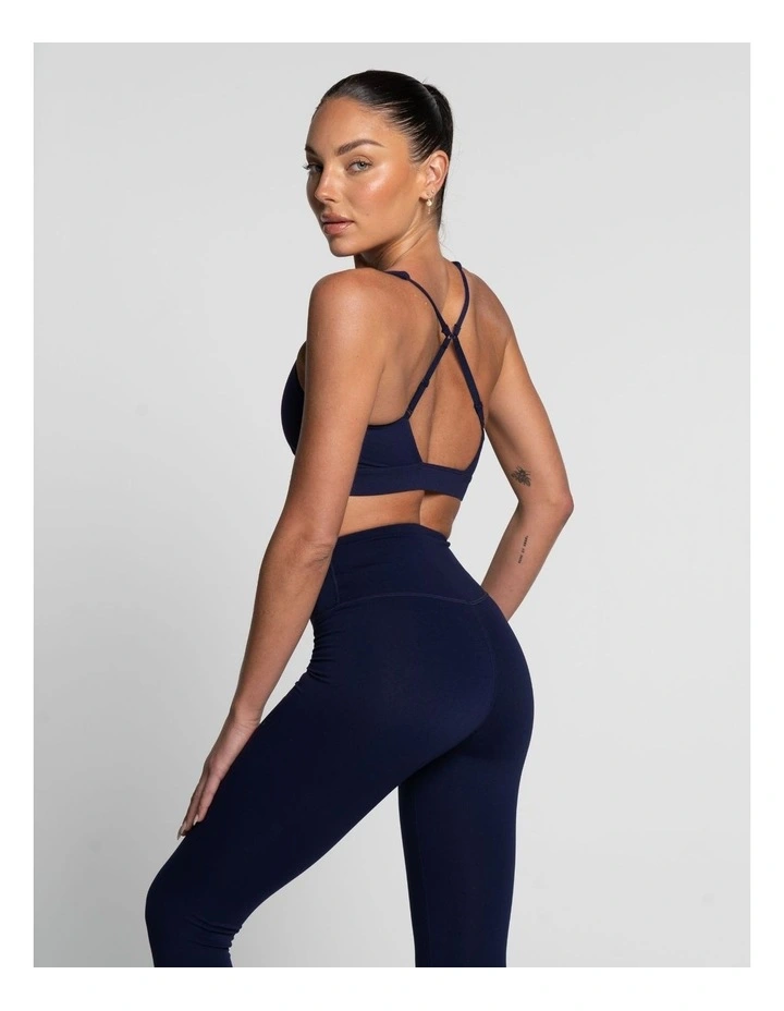 Cross Over Crop Top in Marine image 3