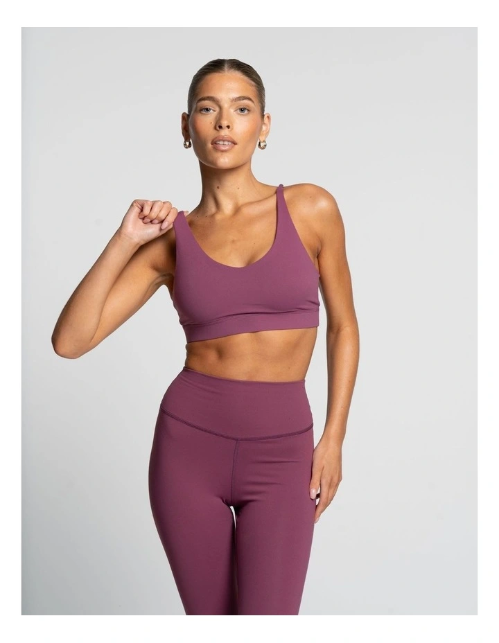 Cross Over Crop Top in Merlot image 1