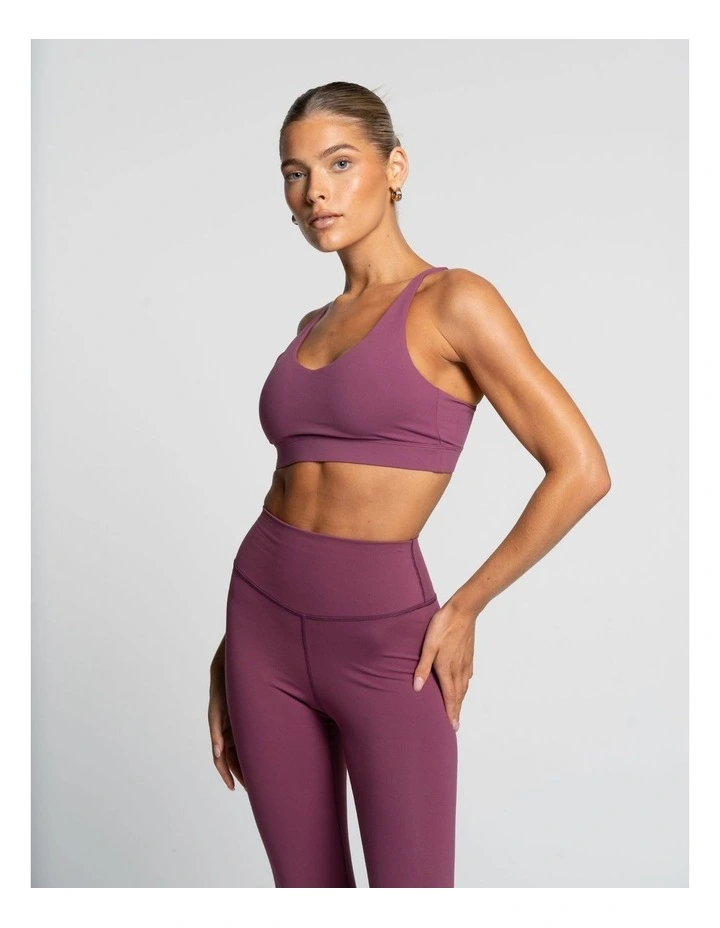 Cross Over Crop Top in Merlot image 2