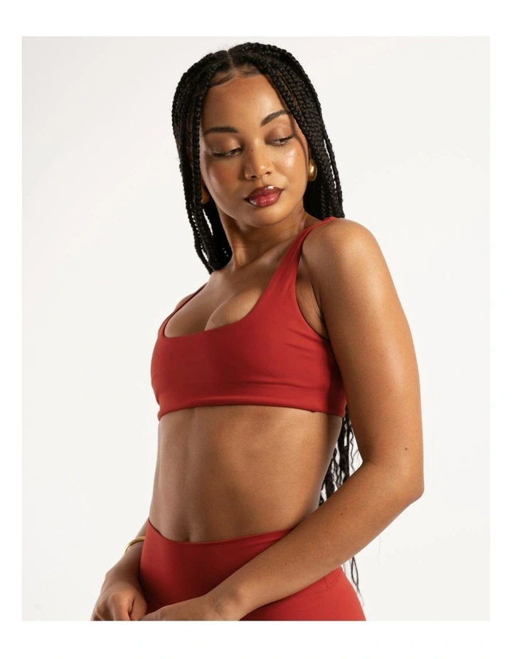 Square Neck Crop in Cherry Red image 2