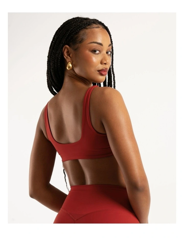Square Neck Crop in Cherry Red image 3