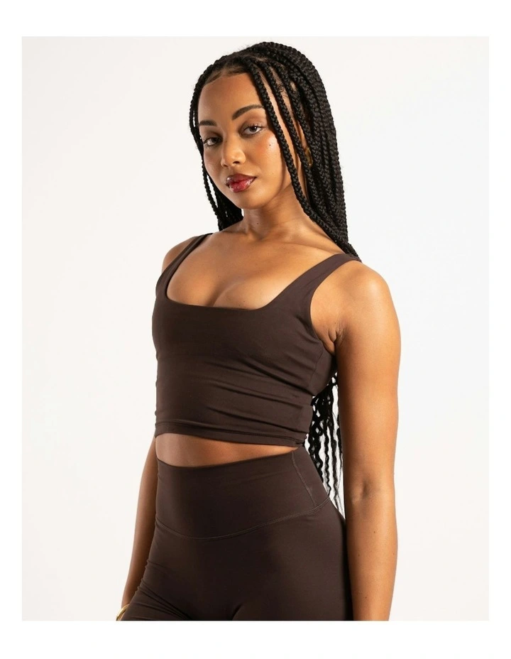 Square Neck Tank in Chocolate image 2
