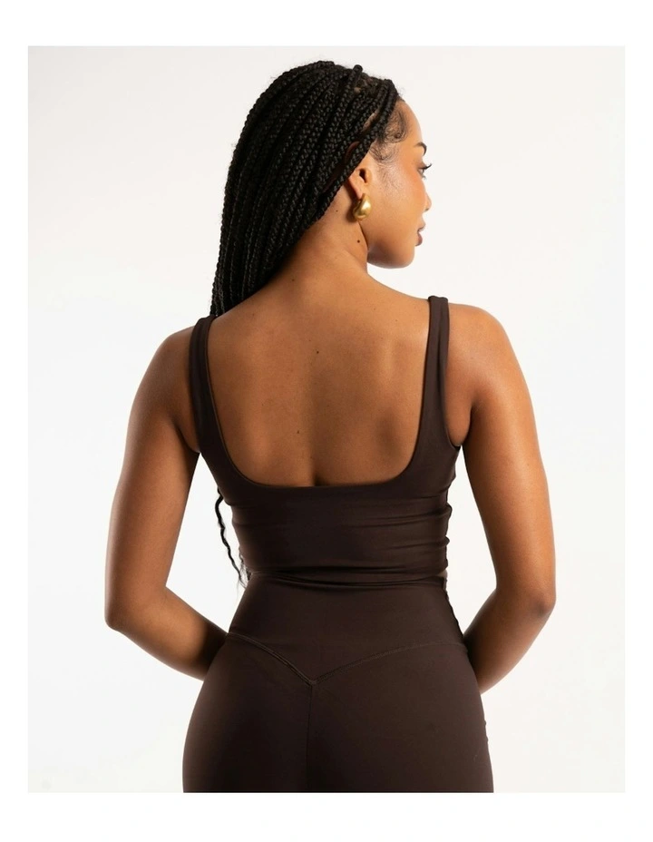 Square Neck Tank in Chocolate image 3