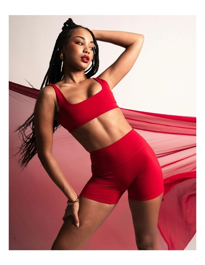 Not Your Basic Invisible Scrunch Shorts in Cherry Red image 6