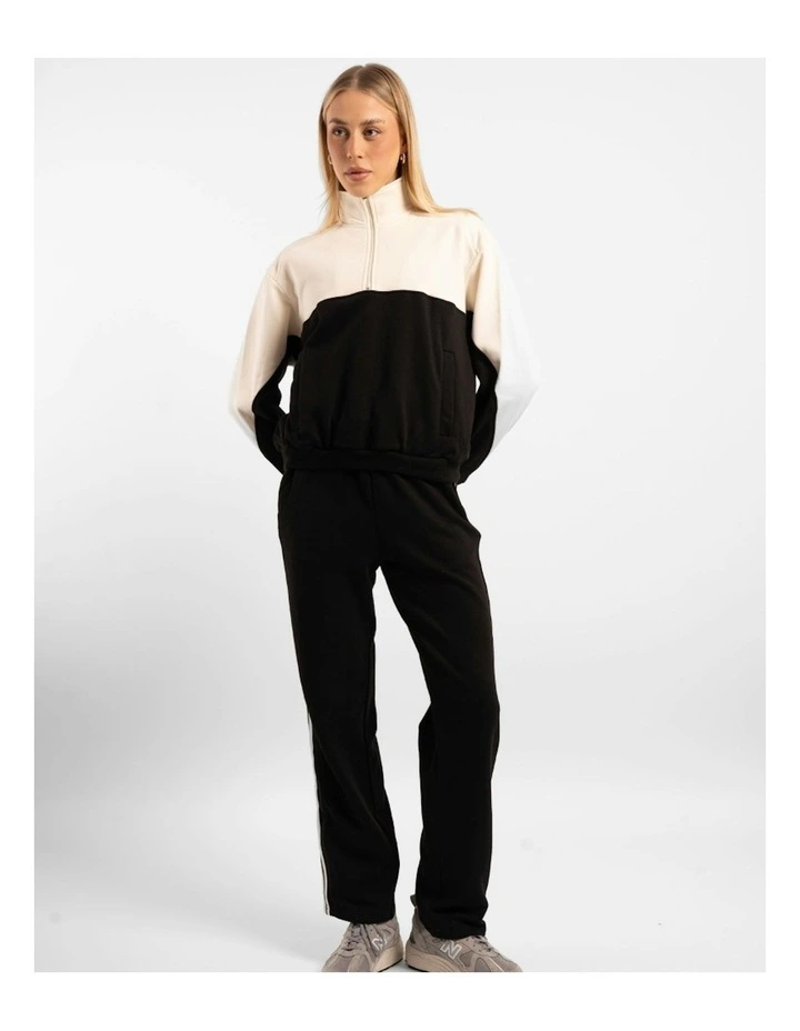 Quarter Zip Jumper in Black/White image 4