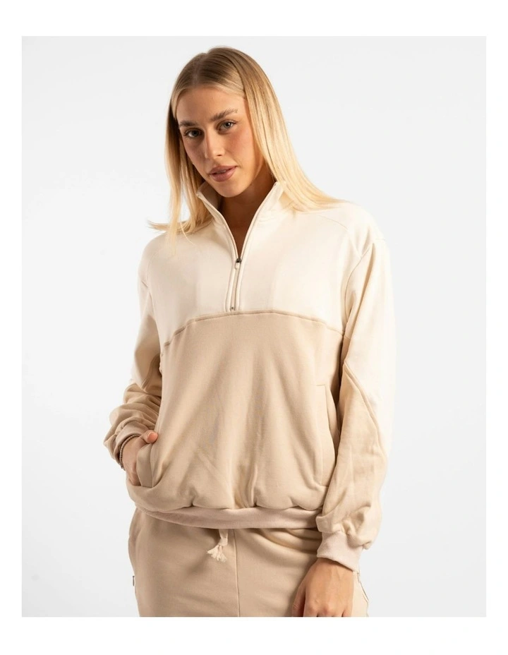 Quarter Zip Jumper Off-White/Sand image 1
