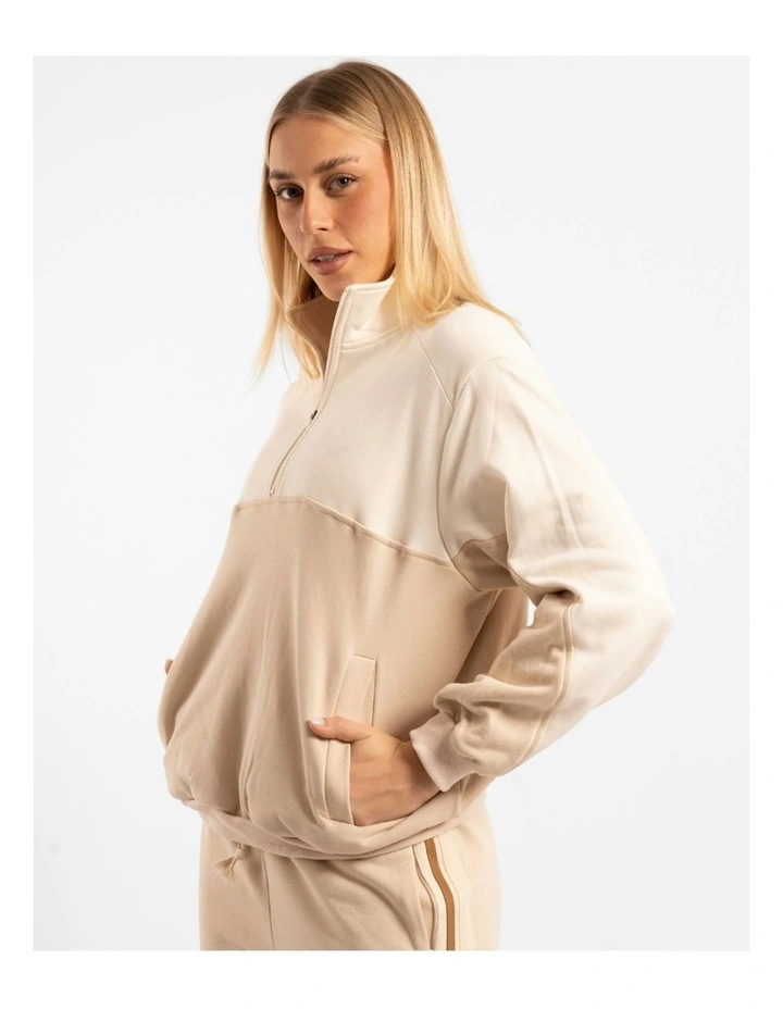 Quarter Zip Jumper Off-White/Sand image 2