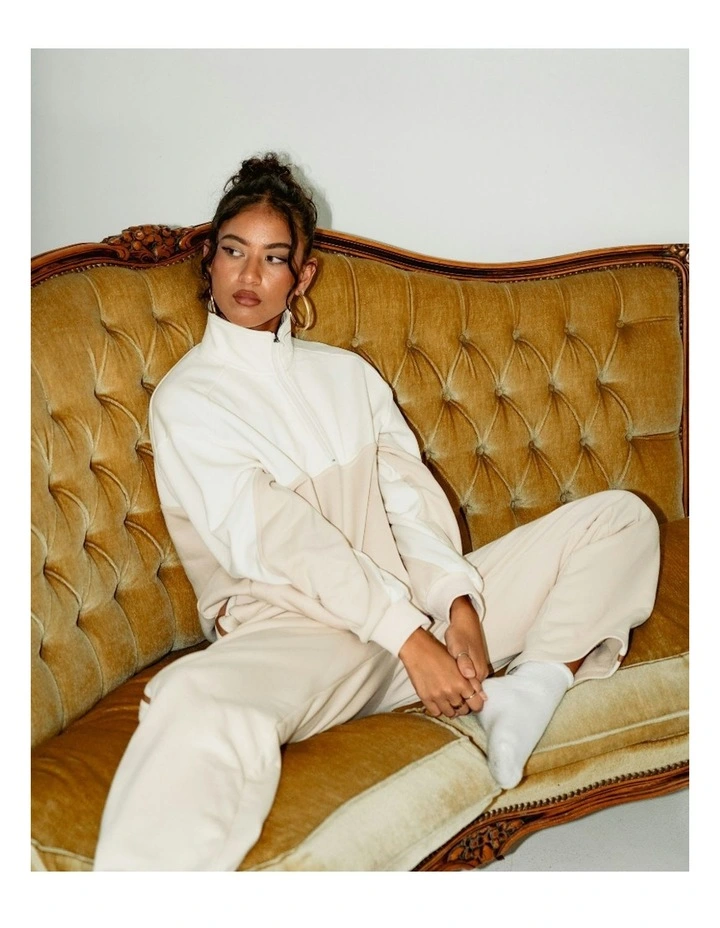 Quarter Zip Jumper Off-White/Sand image 5