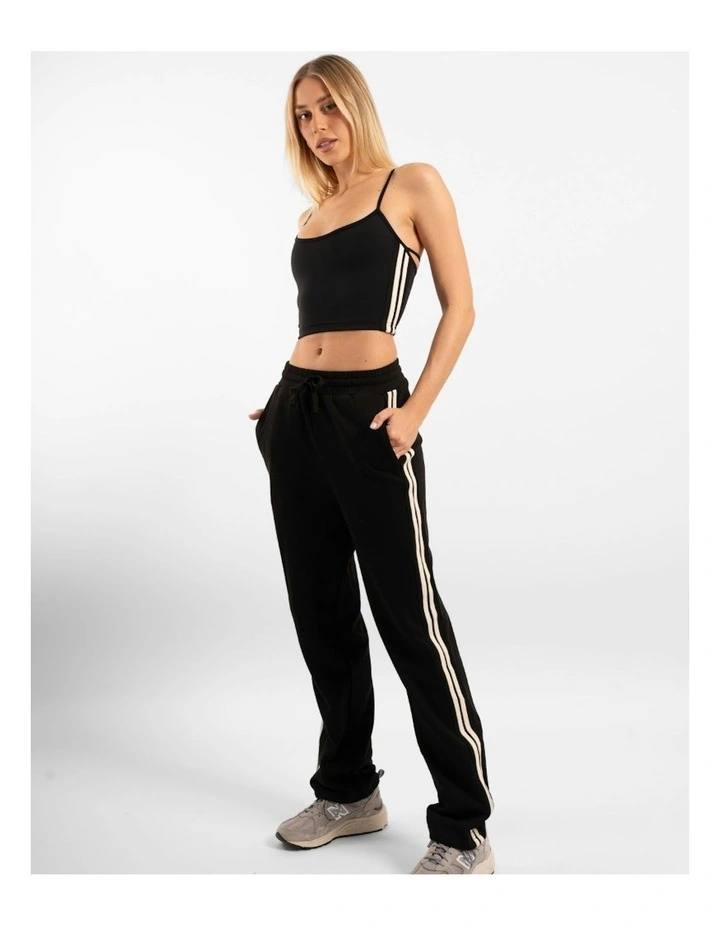 Straight Leg Track Pant in Black/White image 4