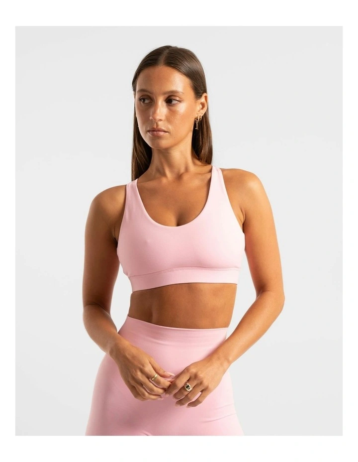 Cross Over Crop Top in Baby Pink image 1