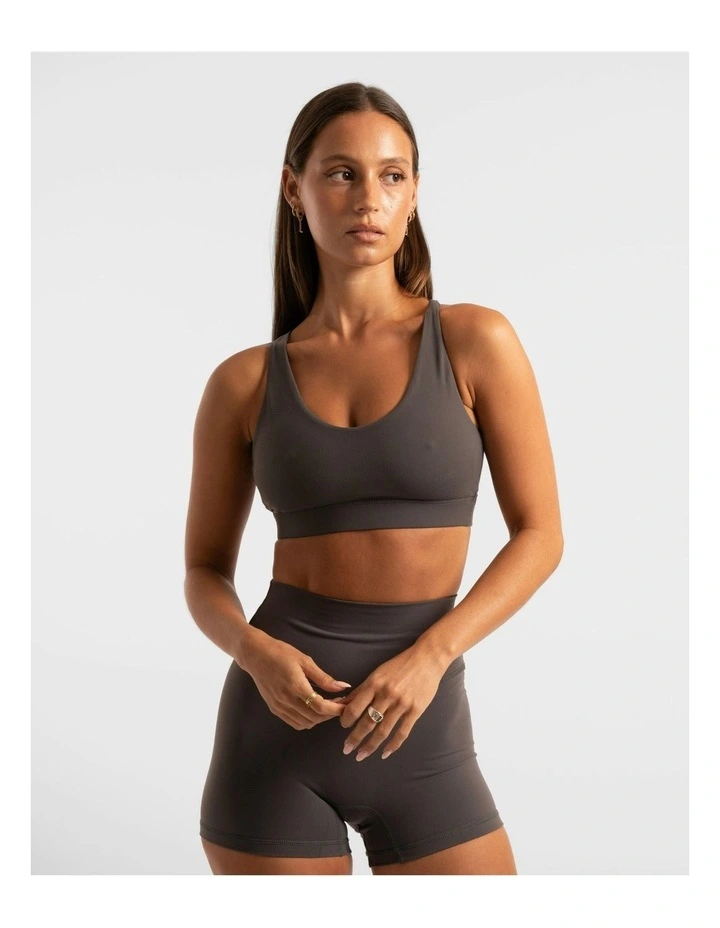 Cross Over Crop Top in Charcoal image 1