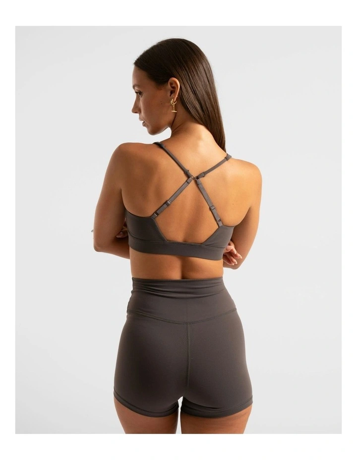 Cross Over Crop Top in Charcoal image 2