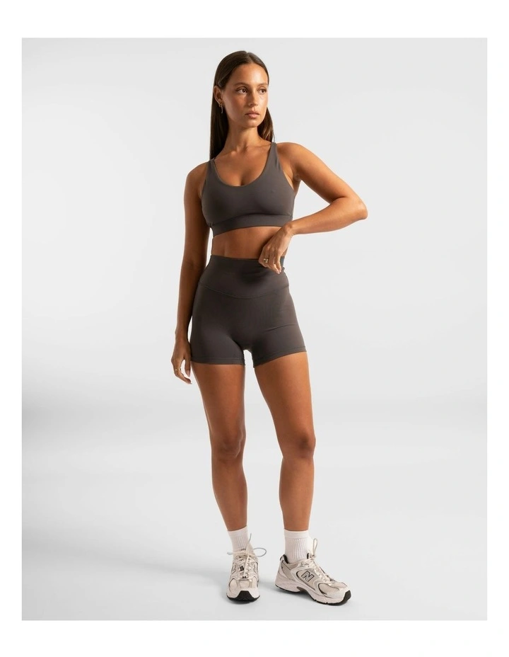Cross Over Crop Top in Charcoal image 3