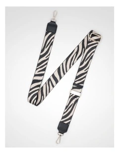 Zebra Patterned Bag Strap in Black