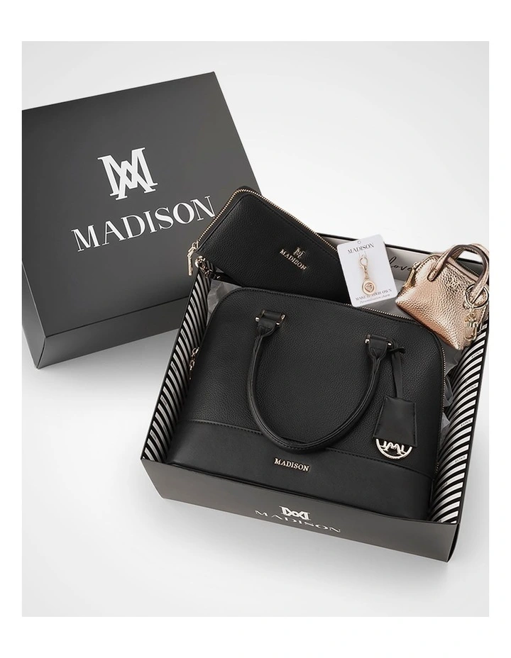 Grace Satchel, Wallet & Mini Coinpurse Giftbox in Black image 1