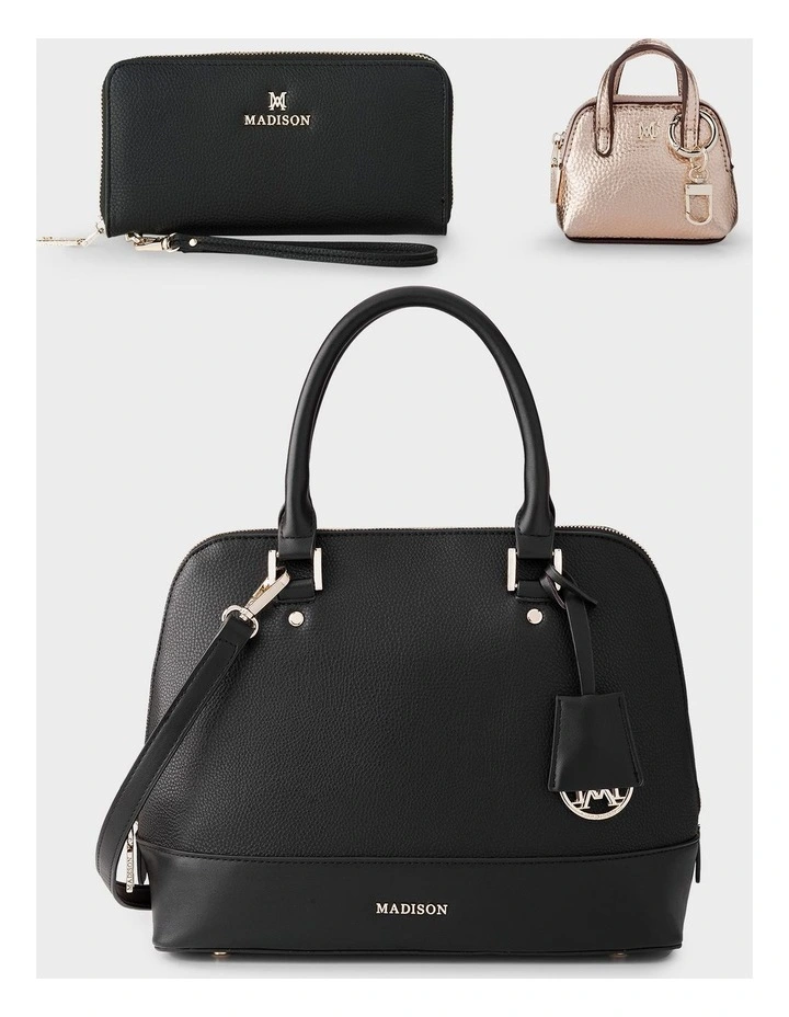 Grace Satchel, Wallet & Mini Coinpurse Giftbox in Black image 2