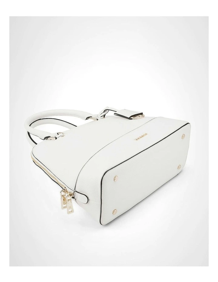 Grace Medium Dome Satchel Bag in White image 3