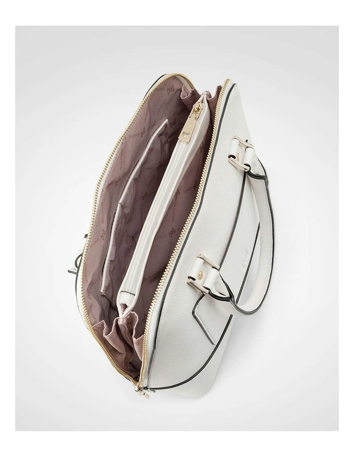 Grace Medium Dome Satchel Bag in White image 5