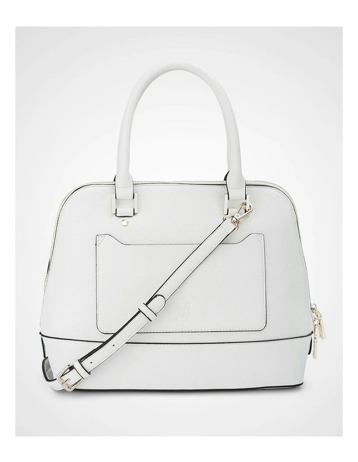 Grace Medium Dome Satchel Bag in White image 6
