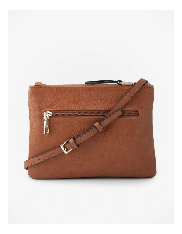 Charlotte Double Zip Crossbody Bag in Brown image 6