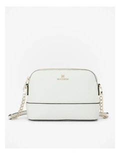 Salli Curve Zip Top Crossbody Bag in White