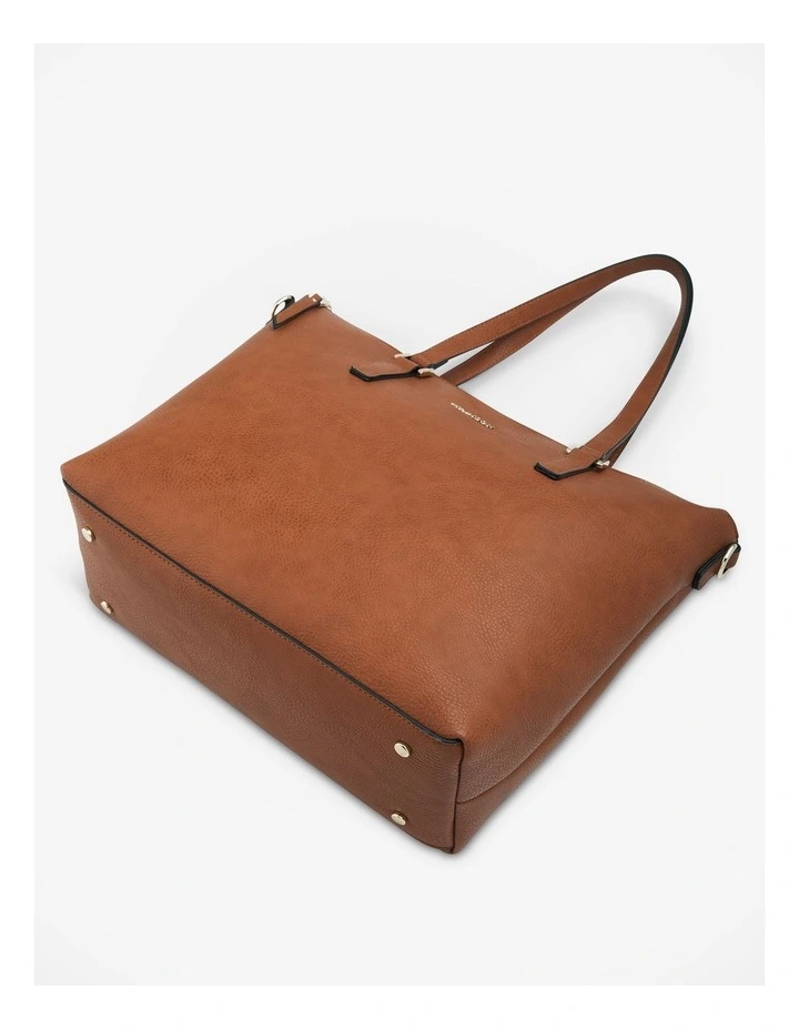 Inga Large Zip Top Tote Bag with Laptop Pocket in Brown image 5