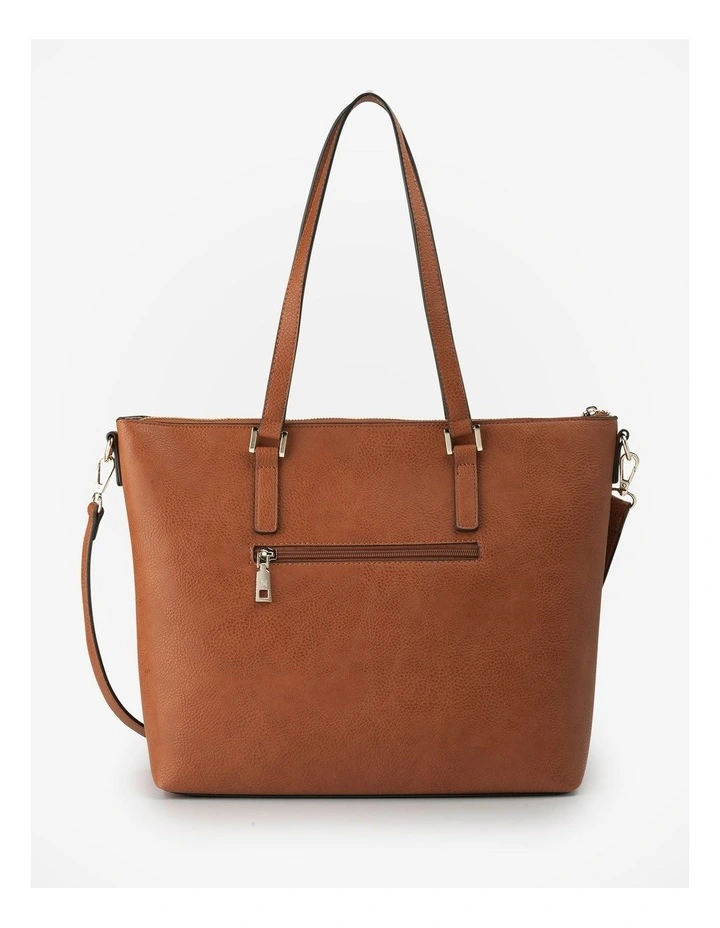 Inga Large Zip Top Tote Bag with Laptop Pocket in Brown image 6