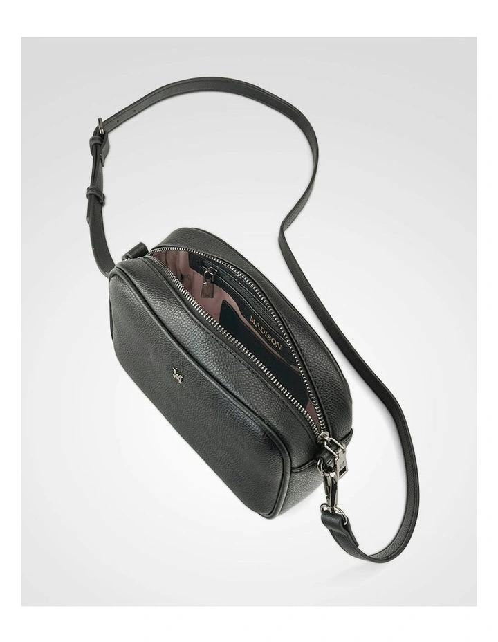 Monica Camera Crossbody Bag + Monogram Strap in Black image 4