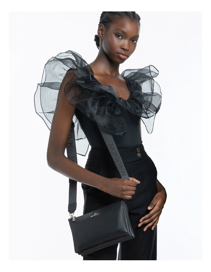 Avery 3 Compartment Crossbody Bag in Black image 2