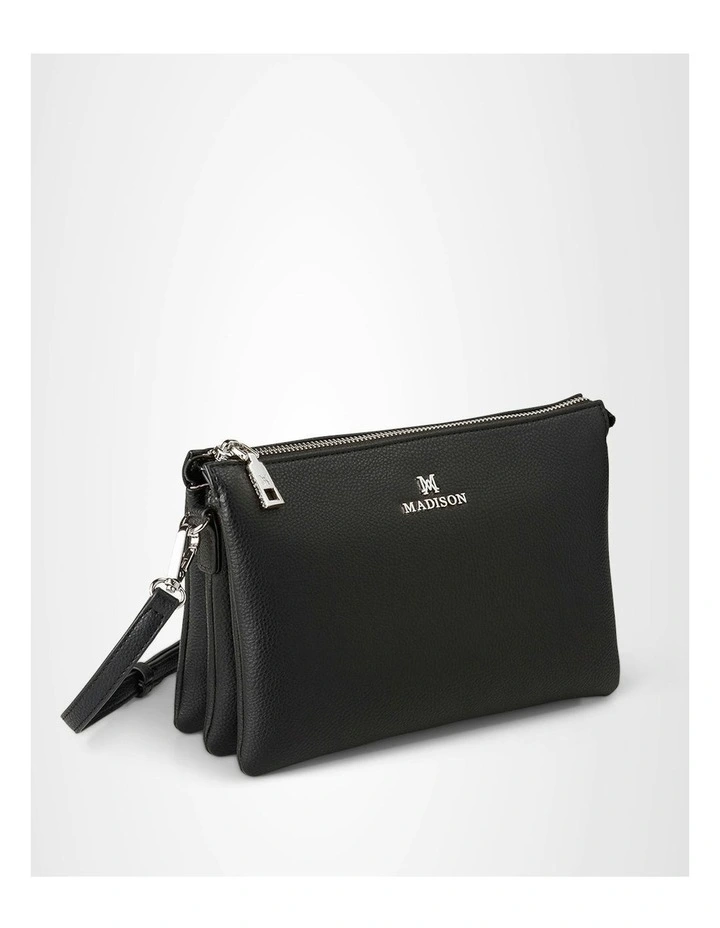 Avery 3 Compartment Crossbody Bag in Black image 2