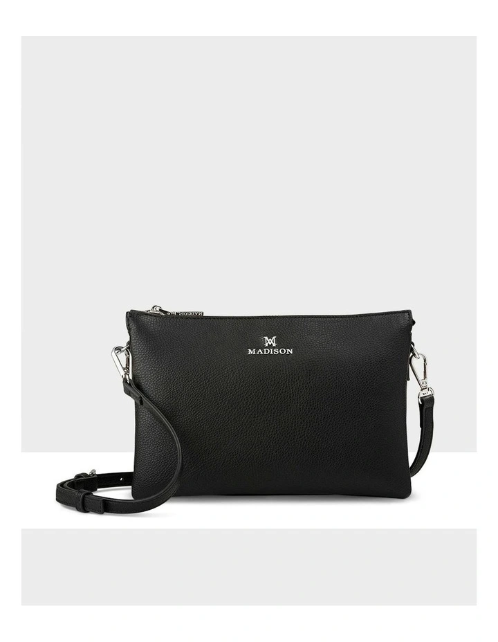 Avery 3 Compartment Crossbody Bag in Black image 4