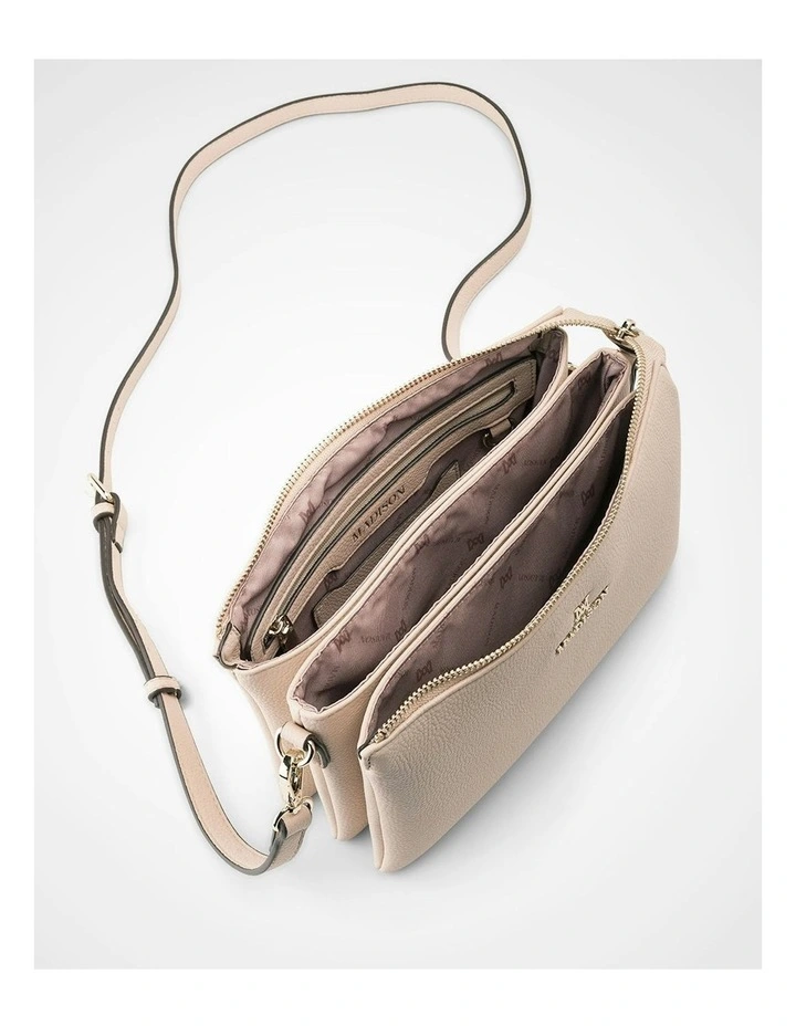 Avery 3 Compartment Crossbody Bag in Beige image 3
