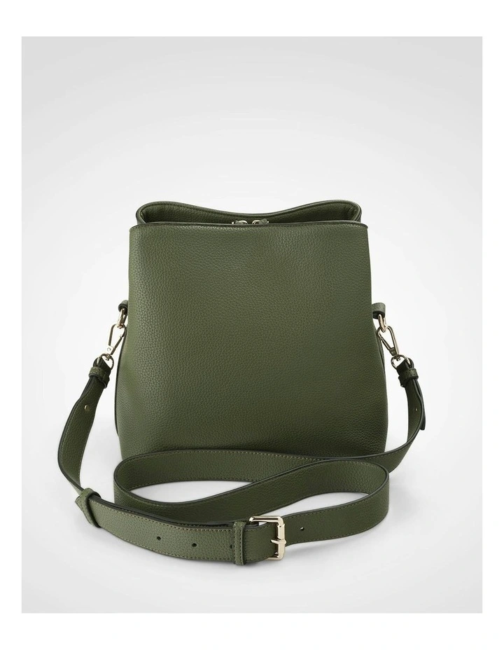 Joanie 3 Compartment Bucket Crossbody Bag in Green image 4