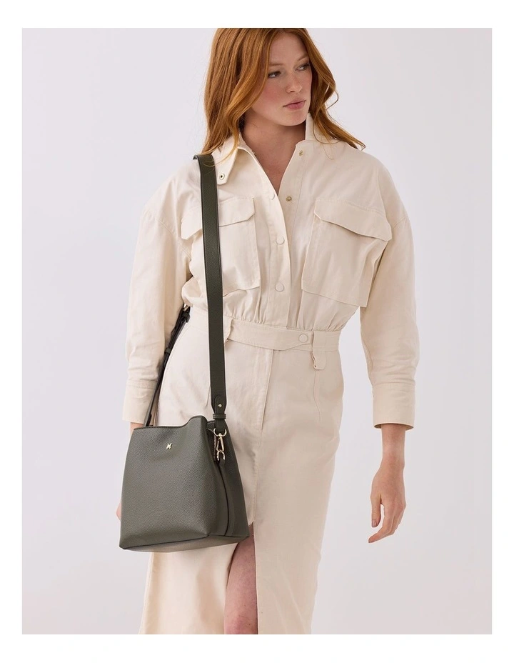 Joanie 3 Compartment Bucket Crossbody Bag in Green image 5