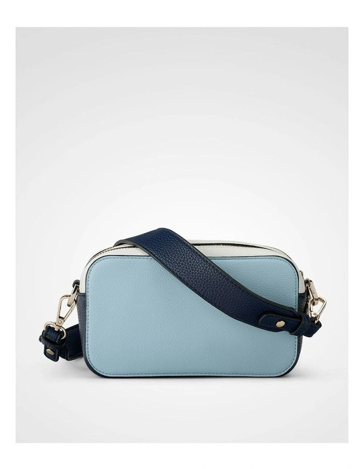Maddie Double Zip Camera Crossbody Bag With Wide Strap in Blue image 7