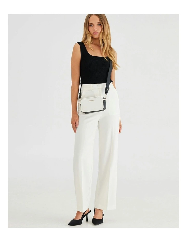 Maddie Double Zip Camera Crossbody Bag With Wide Strap in White image 4