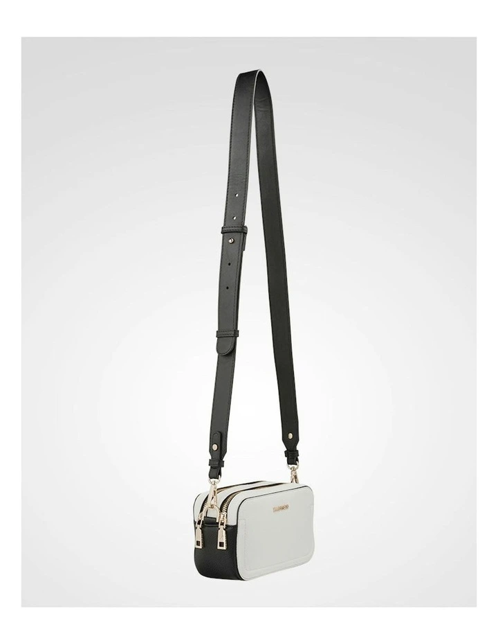 Maddie Double Zip Camera Crossbody Bag With Wide Strap in White image 7