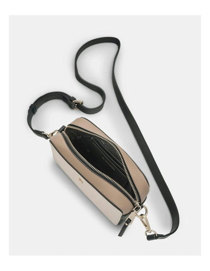 Rima Boxy Small Camera Bag With Graphic Strap in Beige image 3