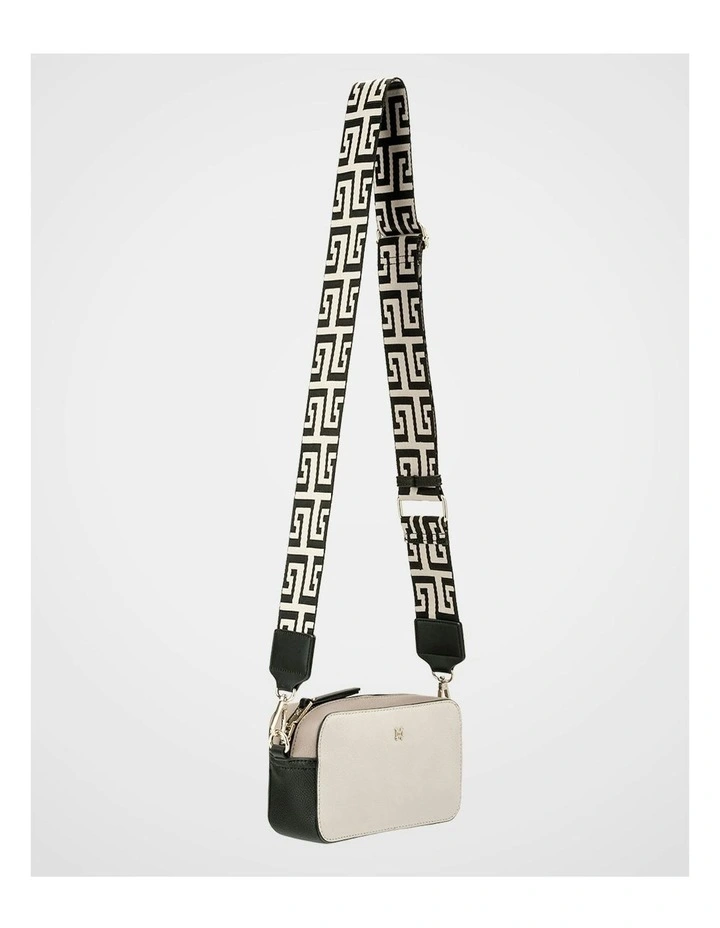 Rima Boxy Small Camera Bag With Graphic Strap in Beige image 4