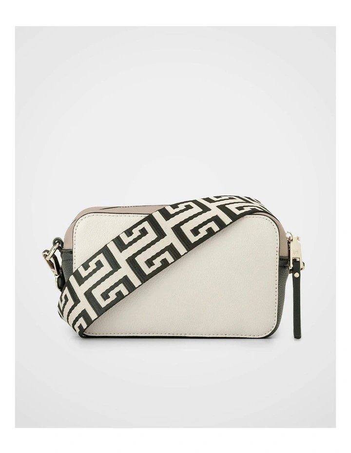 Rima Boxy Small Camera Bag With Graphic Strap in Beige image 5