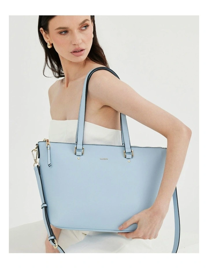 Vivian Medium Zip Top Tote With Crossbody Strap in Blue image 2