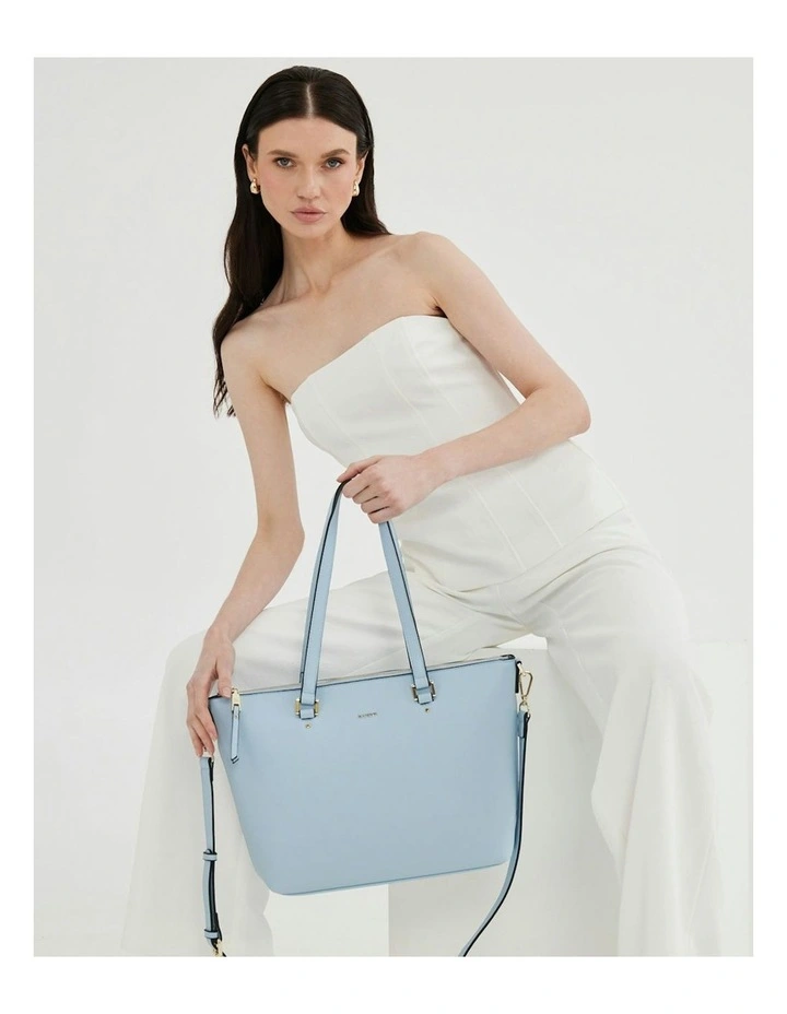 Vivian Medium Zip Top Tote With Crossbody Strap in Blue image 3