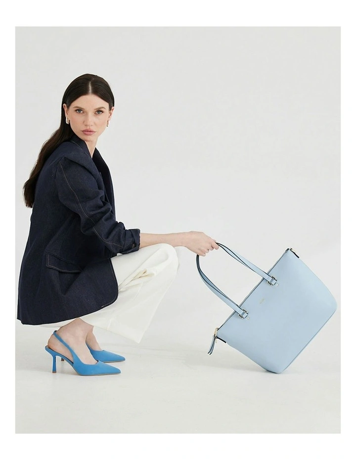 Vivian Medium Zip Top Tote With Crossbody Strap in Blue image 6