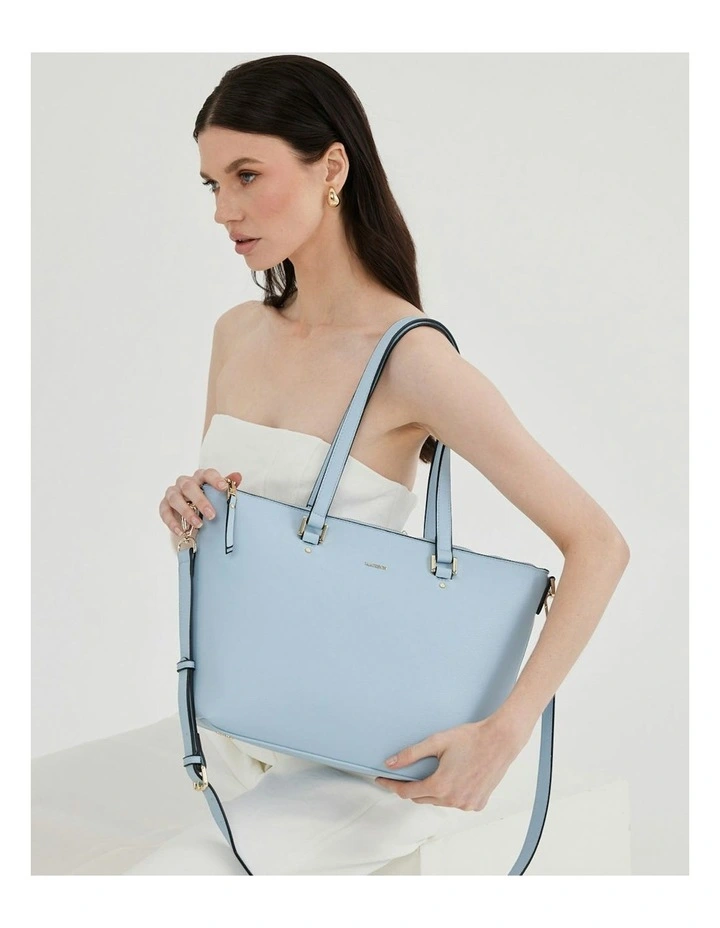 Vivian Medium Zip Top Tote With Crossbody Strap in Blue image 7